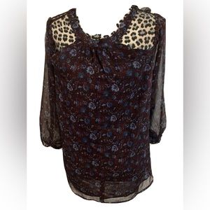 Loft Top Blouse Size Large L Off The Shoulder Paisley Purple